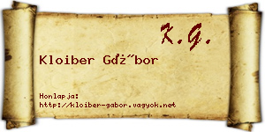 Kloiber Gábor névjegykártya